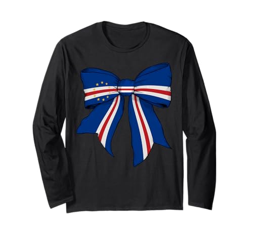 Cabo Verde Burundian Pride Flag Girl Coquette Schleife Band Langarmshirt Cabo Verde Burundian Pride Flag Girl Coquette Schleife Band Langarmshirt von Womens Coquette Bow Cabo Verde Heritage Flag Gifts