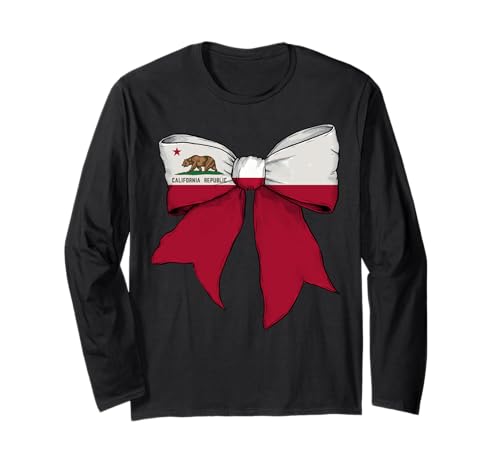 Schleifenband mit kalifornischer Staatsflagge für Mädchen Langarmshirt von Womens Coquette Bow California Heritage Flag Gifts