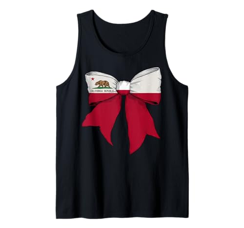 Schleifenband mit kalifornischer Staatsflagge für Mädchen Tank Top von Womens Coquette Bow California Heritage Flag Gifts