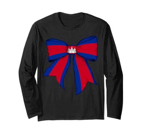 Kambodscha Kambodscha Pride Flagge Mädchen Kokette Schleife Band Langarmshirt Kambodscha Kambodscha Pride Flagge Mädchen Kokette Schleife Band Langarmshirt von Womens Coquette Bow Cambodia Heritage Flag Gifts
