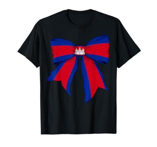 Kambodscha Kambodscha Pride Flagge Mädchen Kokette Schleife Band T-Shirt von Womens Coquette Bow Cambodia Heritage Flag Gifts