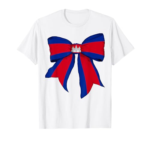 Kambodscha Kambodscha Pride Flagge Mädchen Kokette Schleife Band T-Shirt Kambodscha Kambodscha Pride Flagge Mädchen Kokette Schleife Band T-Shirt von Womens Coquette Bow Cambodia Heritage Flag Gifts