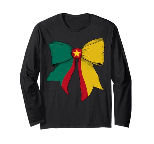 Schleifenband für Mädchen mit Kamerun-Flagge, Kamerun, Kokette Langarmshirt von Womens Coquette Bow Cameroon Heritage Flag Gifts