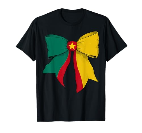 Schleifenband für Mädchen mit Kamerun-Flagge, Kamerun, Kokette T-Shirt von Womens Coquette Bow Cameroon Heritage Flag Gifts