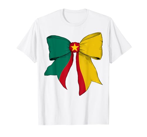 Schleifenband für Mädchen mit Kamerun-Flagge, Kamerun, Kokette T-Shirt von Womens Coquette Bow Cameroon Heritage Flag Gifts
