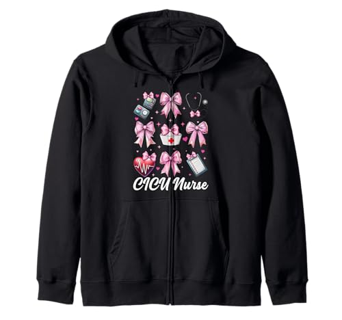 CICU Krankenschwester Herzkrankenschwester VICU ICU Kardiologie Mädchen Mama Kapuzenjacke CICU Krankenschwester Herzkrankenschwester VICU ICU Kardiologie Mädchen Mama Kapuzenjacke von Womens Coquette Bow Cardiac Nurse Cardiology Gifts