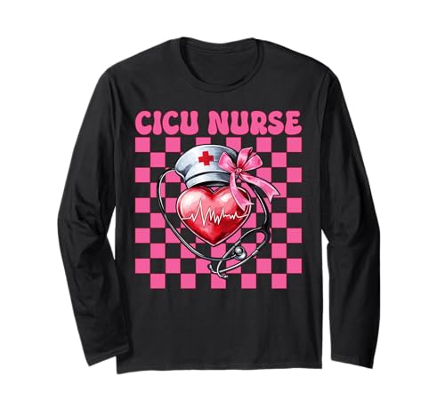 CICU Krankenschwester Herzkrankenschwester VICU ICU Kardiologie Mädchen Mama Langarmshirt CICU Krankenschwester Herzkrankenschwester VICU ICU Kardiologie Mädchen Mama Langarmshirt von Womens Coquette Bow Cardiac Nurse Cardiology Gifts