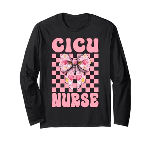CICU Krankenschwester Herzkrankenschwester VICU ICU Kardiologie Mädchen Mama Langarmshirt CICU Krankenschwester Herzkrankenschwester VICU ICU Kardiologie Mädchen Mama Langarmshirt von Womens Coquette Bow Cardiac Nurse Cardiology Gifts