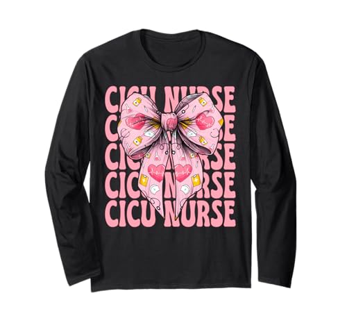 CICU Krankenschwester Herzkrankenschwester VICU ICU Kardiologie Mädchen Mama Langarmshirt CICU Krankenschwester Herzkrankenschwester VICU ICU Kardiologie Mädchen Mama Langarmshirt von Womens Coquette Bow Cardiac Nurse Cardiology Gifts