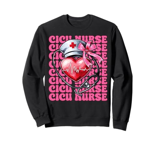 CICU Krankenschwester Herzkrankenschwester VICU ICU Kardiologie Mädchen Mama Sweatshirt CICU Krankenschwester Herzkrankenschwester VICU ICU Kardiologie Mädchen Mama Sweatshirt von Womens Coquette Bow Cardiac Nurse Cardiology Gifts