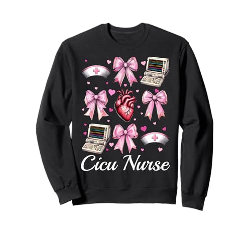 CICU Krankenschwester Herzkrankenschwester VICU ICU Kardiologie Mädchen Mama Sweatshirt CICU Krankenschwester Herzkrankenschwester VICU ICU Kardiologie Mädchen Mama Sweatshirt von Womens Coquette Bow Cardiac Nurse Cardiology Gifts