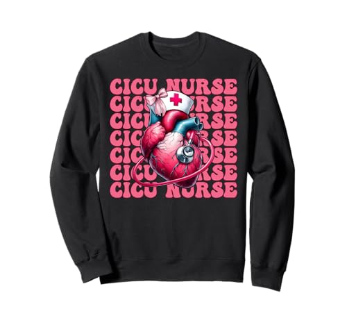 CICU Krankenschwester Herzkrankenschwester VICU ICU Kardiologie Mädchen Mama Sweatshirt von Womens Coquette Bow Cardiac Nurse Cardiology Gifts