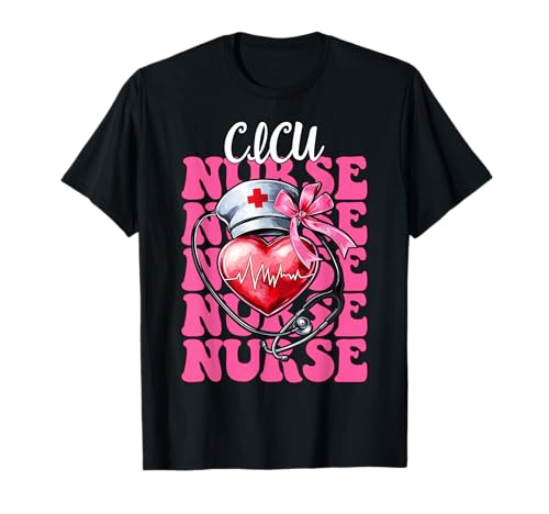 CICU Krankenschwester Herzkrankenschwester VICU ICU Kardiologie Mädchen Mama T-Shirt CICU Krankenschwester Herzkrankenschwester VICU ICU Kardiologie Mädchen Mama T-Shirt von Womens Coquette Bow Cardiac Nurse Cardiology Gifts