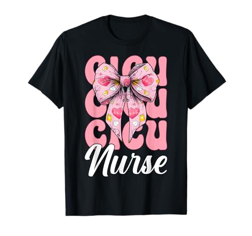 CICU Krankenschwester Herzkrankenschwester VICU ICU Kardiologie Mädchen Mama T-Shirt CICU Krankenschwester Herzkrankenschwester VICU ICU Kardiologie Mädchen Mama T-Shirt von Womens Coquette Bow Cardiac Nurse Cardiology Gifts