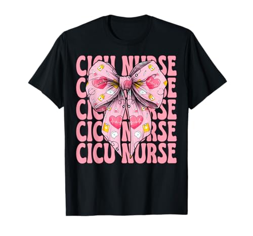 CICU Krankenschwester Herzkrankenschwester VICU ICU Kardiologie Mädchen Mama T-Shirt CICU Krankenschwester Herzkrankenschwester VICU ICU Kardiologie Mädchen Mama T-Shirt von Womens Coquette Bow Cardiac Nurse Cardiology Gifts