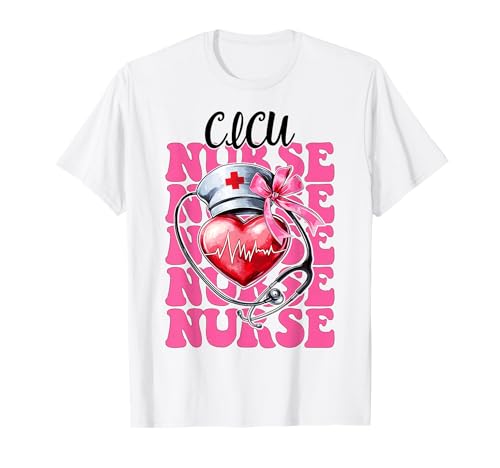 CICU Krankenschwester Herzkrankenschwester VICU ICU Kardiologie Mädchen Mama T-Shirt CICU Krankenschwester Herzkrankenschwester VICU ICU Kardiologie Mädchen Mama T-Shirt von Womens Coquette Bow Cardiac Nurse Cardiology Gifts
