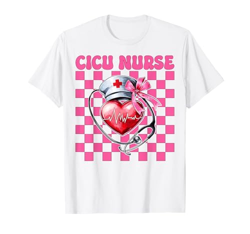 CICU Krankenschwester Herzkrankenschwester VICU ICU Kardiologie Mädchen Mama T-Shirt von Womens Coquette Bow Cardiac Nurse Cardiology Gifts