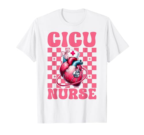 CICU Krankenschwester Herzkrankenschwester VICU ICU Kardiologie Mädchen Mama T-Shirt CICU Krankenschwester Herzkrankenschwester VICU ICU Kardiologie Mädchen Mama T-Shirt von Womens Coquette Bow Cardiac Nurse Cardiology Gifts