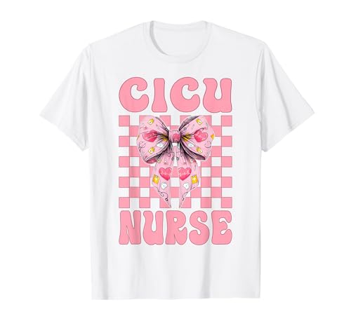 CICU Krankenschwester Herzkrankenschwester VICU ICU Kardiologie Mädchen Mama T-Shirt CICU Krankenschwester Herzkrankenschwester VICU ICU Kardiologie Mädchen Mama T-Shirt von Womens Coquette Bow Cardiac Nurse Cardiology Gifts