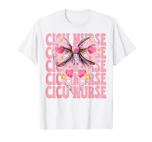CICU Krankenschwester Herzkrankenschwester VICU ICU Kardiologie Mädchen Mama T-Shirt CICU Krankenschwester Herzkrankenschwester VICU ICU Kardiologie Mädchen Mama T-Shirt von Womens Coquette Bow Cardiac Nurse Cardiology Gifts