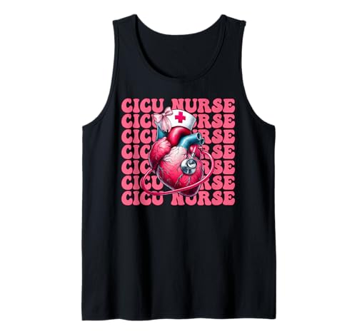 CICU Krankenschwester Herzkrankenschwester VICU ICU Kardiologie Mädchen Mama Tank Top CICU Krankenschwester Herzkrankenschwester VICU ICU Kardiologie Mädchen Mama Tank Top von Womens Coquette Bow Cardiac Nurse Cardiology Gifts