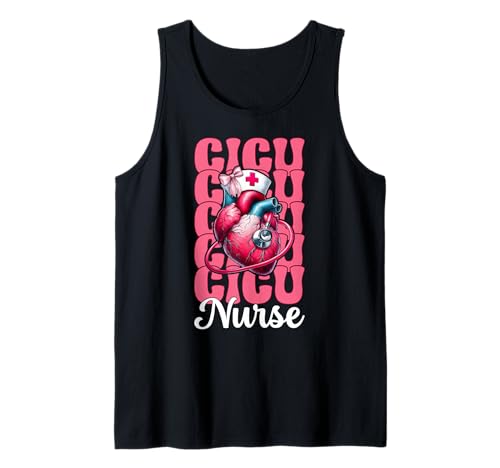 CICU Krankenschwester Herzkrankenschwester VICU ICU Kardiologie Mädchen Mama Tank Top CICU Krankenschwester Herzkrankenschwester VICU ICU Kardiologie Mädchen Mama Tank Top von Womens Coquette Bow Cardiac Nurse Cardiology Gifts