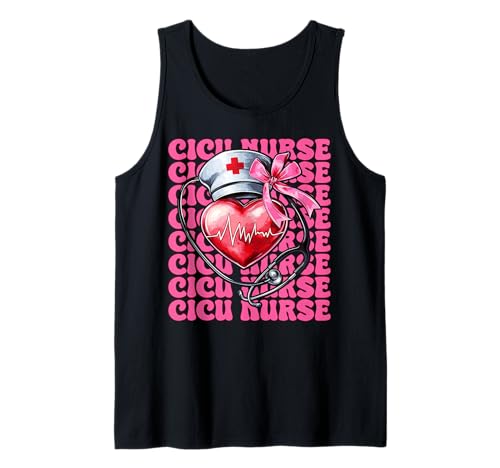CICU Krankenschwester Herzkrankenschwester VICU ICU Kardiologie Mädchen Mama Tank Top CICU Krankenschwester Herzkrankenschwester VICU ICU Kardiologie Mädchen Mama Tank Top von Womens Coquette Bow Cardiac Nurse Cardiology Gifts