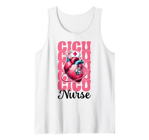 CICU Krankenschwester Herzkrankenschwester VICU ICU Kardiologie Mädchen Mama Tank Top CICU Krankenschwester Herzkrankenschwester VICU ICU Kardiologie Mädchen Mama Tank Top von Womens Coquette Bow Cardiac Nurse Cardiology Gifts