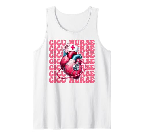 CICU Krankenschwester Herzkrankenschwester VICU ICU Kardiologie Mädchen Mama Tank Top CICU Krankenschwester Herzkrankenschwester VICU ICU Kardiologie Mädchen Mama Tank Top von Womens Coquette Bow Cardiac Nurse Cardiology Gifts