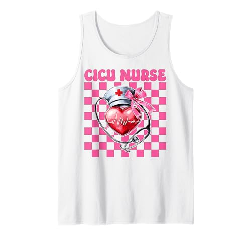 CICU Krankenschwester Herzkrankenschwester VICU ICU Kardiologie Mädchen Mama Tank Top CICU Krankenschwester Herzkrankenschwester VICU ICU Kardiologie Mädchen Mama Tank Top von Womens Coquette Bow Cardiac Nurse Cardiology Gifts