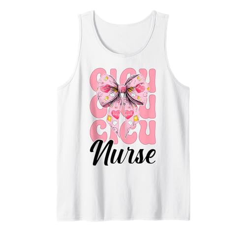 CICU Krankenschwester Herzkrankenschwester VICU ICU Kardiologie Mädchen Mama Tank Top CICU Krankenschwester Herzkrankenschwester VICU ICU Kardiologie Mädchen Mama Tank Top von Womens Coquette Bow Cardiac Nurse Cardiology Gifts