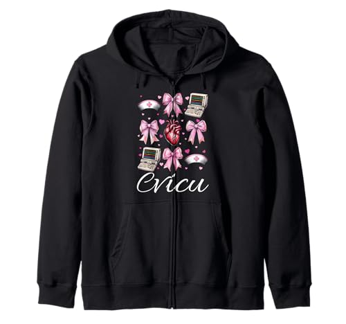 CVICU Herzkrankenschwester VICU ICU CICU Kardiologie Mädchen Mama Kapuzenjacke von Womens Coquette Bow Cardiac Nurse Cardiology Gifts