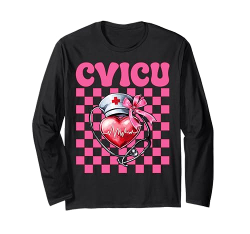 CVICU Herzkrankenschwester VICU ICU CICU Kardiologie Mädchen Mama Langarmshirt CVICU Herzkrankenschwester VICU ICU CICU Kardiologie Mädchen Mama Langarmshirt von Womens Coquette Bow Cardiac Nurse Cardiology Gifts