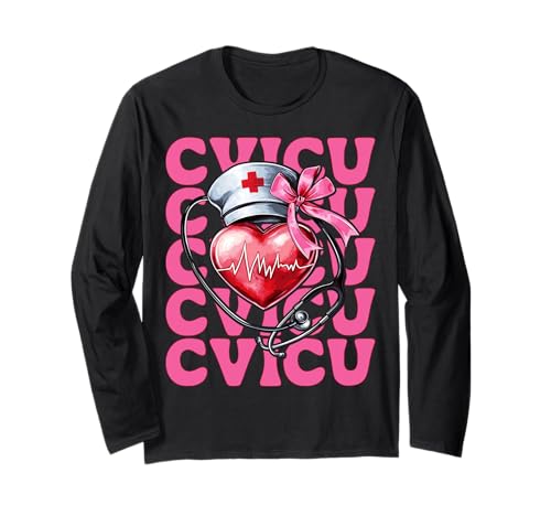 CVICU Herzkrankenschwester VICU ICU CICU Kardiologie Mädchen Mama Langarmshirt CVICU Herzkrankenschwester VICU ICU CICU Kardiologie Mädchen Mama Langarmshirt von Womens Coquette Bow Cardiac Nurse Cardiology Gifts