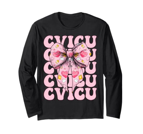 CVICU Herzkrankenschwester VICU ICU CICU Kardiologie Mädchen Mama Langarmshirt CVICU Herzkrankenschwester VICU ICU CICU Kardiologie Mädchen Mama Langarmshirt von Womens Coquette Bow Cardiac Nurse Cardiology Gifts