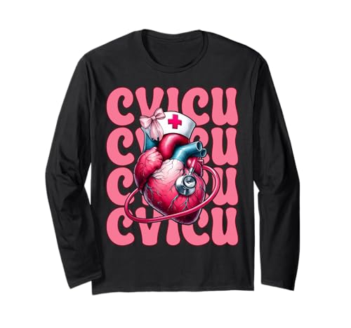 CVICU Herzkrankenschwester VICU ICU CICU Kardiologie Mädchen Mama Langarmshirt CVICU Herzkrankenschwester VICU ICU CICU Kardiologie Mädchen Mama Langarmshirt von Womens Coquette Bow Cardiac Nurse Cardiology Gifts