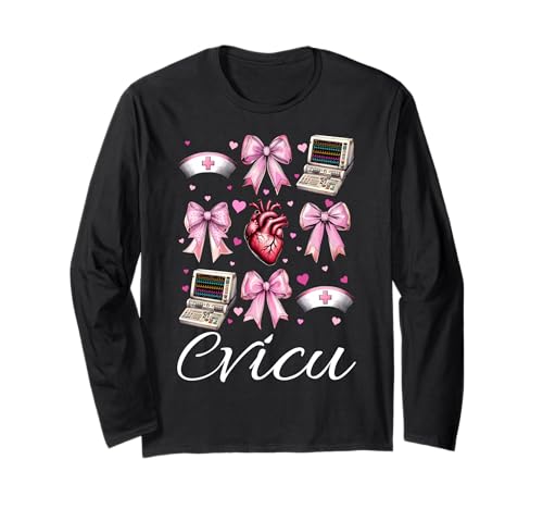 CVICU Herzkrankenschwester VICU ICU CICU Kardiologie Mädchen Mama Langarmshirt CVICU Herzkrankenschwester VICU ICU CICU Kardiologie Mädchen Mama Langarmshirt von Womens Coquette Bow Cardiac Nurse Cardiology Gifts