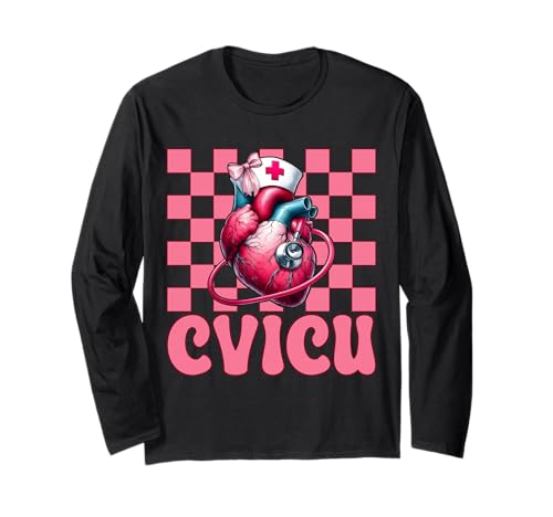 CVICU Herzkrankenschwester VICU ICU CICU Kardiologie Mädchen Mama Langarmshirt von Womens Coquette Bow Cardiac Nurse Cardiology Gifts
