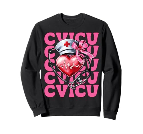 CVICU Herzkrankenschwester VICU ICU CICU Kardiologie Mädchen Mama Sweatshirt CVICU Herzkrankenschwester VICU ICU CICU Kardiologie Mädchen Mama Sweatshirt von Womens Coquette Bow Cardiac Nurse Cardiology Gifts
