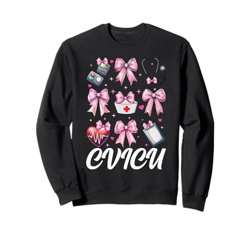 CVICU Herzkrankenschwester VICU ICU CICU Kardiologie Mädchen Mama Sweatshirt CVICU Herzkrankenschwester VICU ICU CICU Kardiologie Mädchen Mama Sweatshirt von Womens Coquette Bow Cardiac Nurse Cardiology Gifts