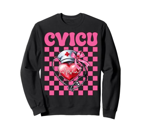 CVICU Herzkrankenschwester VICU ICU CICU Kardiologie Mädchen Mama Sweatshirt CVICU Herzkrankenschwester VICU ICU CICU Kardiologie Mädchen Mama Sweatshirt von Womens Coquette Bow Cardiac Nurse Cardiology Gifts