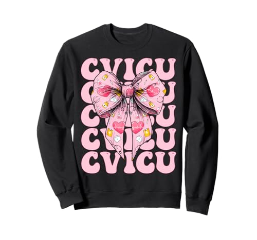 CVICU Herzkrankenschwester VICU ICU CICU Kardiologie Mädchen Mama Sweatshirt CVICU Herzkrankenschwester VICU ICU CICU Kardiologie Mädchen Mama Sweatshirt von Womens Coquette Bow Cardiac Nurse Cardiology Gifts