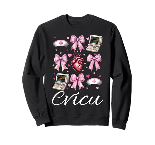 CVICU Herzkrankenschwester VICU ICU CICU Kardiologie Mädchen Mama Sweatshirt CVICU Herzkrankenschwester VICU ICU CICU Kardiologie Mädchen Mama Sweatshirt von Womens Coquette Bow Cardiac Nurse Cardiology Gifts