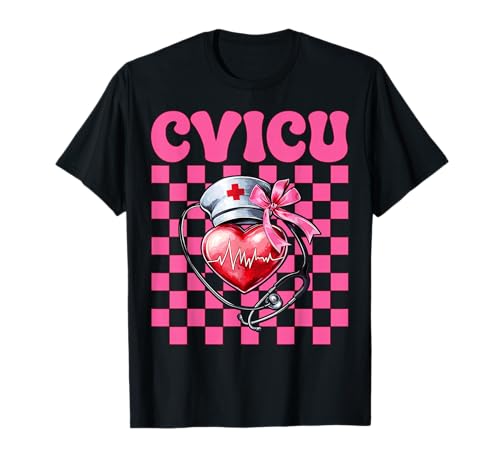 CVICU Herzkrankenschwester VICU ICU CICU Kardiologie Mädchen Mama T-Shirt CVICU Herzkrankenschwester VICU ICU CICU Kardiologie Mädchen Mama T-Shirt von Womens Coquette Bow Cardiac Nurse Cardiology Gifts