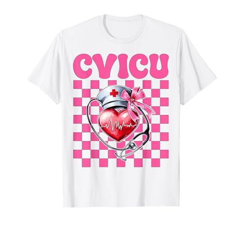 CVICU Herzkrankenschwester VICU ICU CICU Kardiologie Mädchen Mama T-Shirt von Womens Coquette Bow Cardiac Nurse Cardiology Gifts