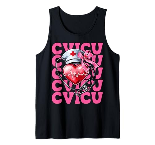 CVICU Herzkrankenschwester VICU ICU CICU Kardiologie Mädchen Mama Tank Top CVICU Herzkrankenschwester VICU ICU CICU Kardiologie Mädchen Mama Tank Top von Womens Coquette Bow Cardiac Nurse Cardiology Gifts
