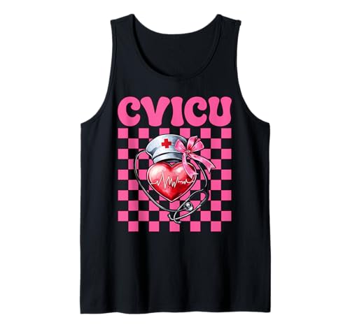 CVICU Herzkrankenschwester VICU ICU CICU Kardiologie Mädchen Mama Tank Top CVICU Herzkrankenschwester VICU ICU CICU Kardiologie Mädchen Mama Tank Top von Womens Coquette Bow Cardiac Nurse Cardiology Gifts
