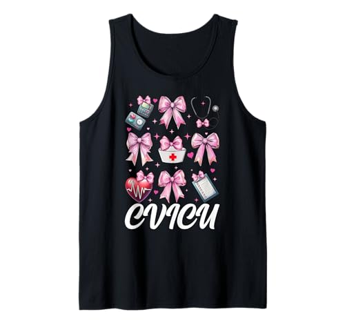 CVICU Herzkrankenschwester VICU ICU CICU Kardiologie Mädchen Mama Tank Top von Womens Coquette Bow Cardiac Nurse Cardiology Gifts