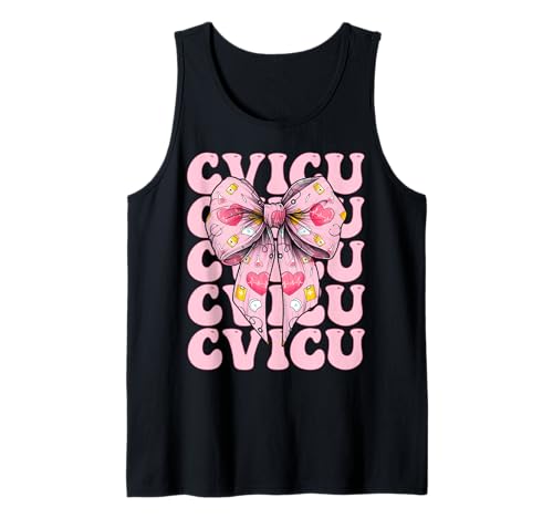 CVICU Herzkrankenschwester VICU ICU CICU Kardiologie Mädchen Mama Tank Top CVICU Herzkrankenschwester VICU ICU CICU Kardiologie Mädchen Mama Tank Top von Womens Coquette Bow Cardiac Nurse Cardiology Gifts