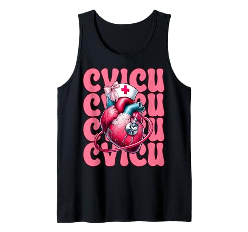 CVICU Herzkrankenschwester VICU ICU CICU Kardiologie Mädchen Mama Tank Top CVICU Herzkrankenschwester VICU ICU CICU Kardiologie Mädchen Mama Tank Top von Womens Coquette Bow Cardiac Nurse Cardiology Gifts
